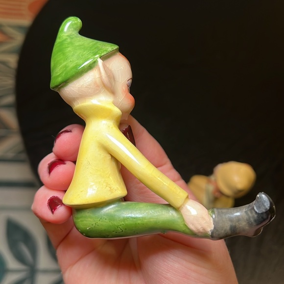 Vintage Handpainted Kitsch Redhead Ceramic Pixie Elves Christmas Figurines - Picture 10 of 12